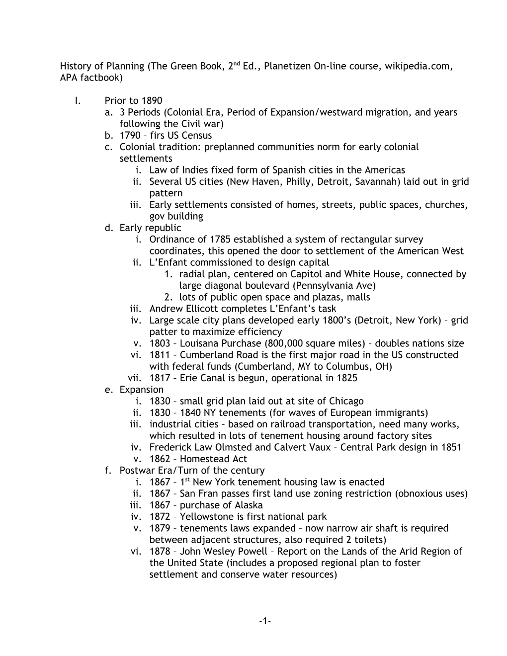 History of Planning (The Green Book, 2Nd Ed