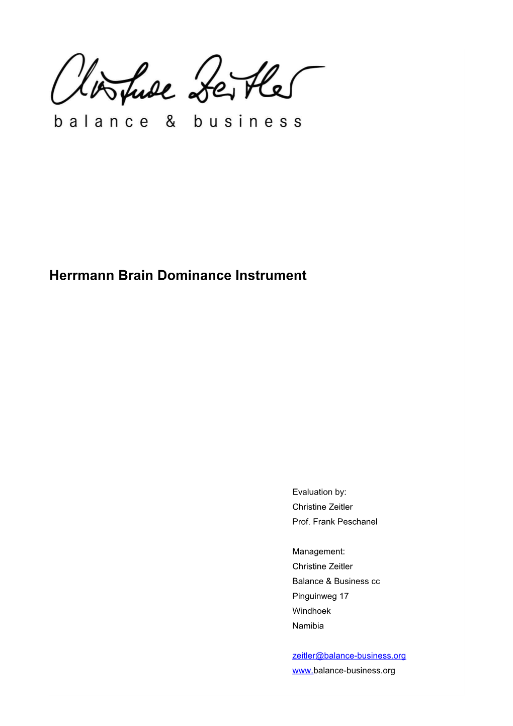 Herrmann Brain Dominance Instrument