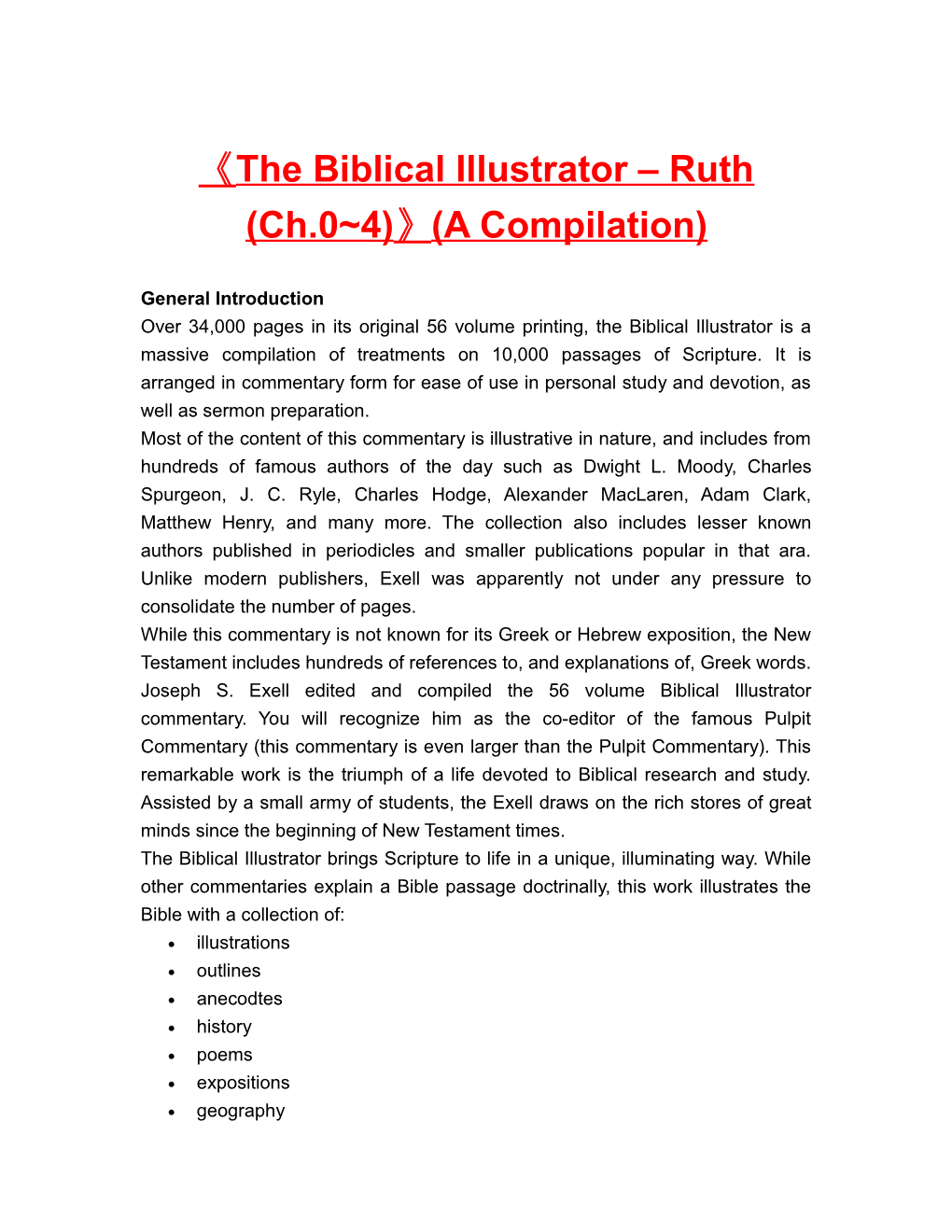 The Biblical Illustrator Ruth (Ch.0 4) (A Compilation)