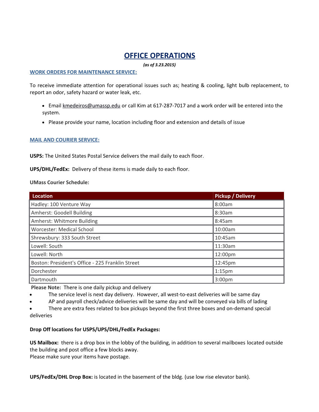 Work Orders for Maintenance Service