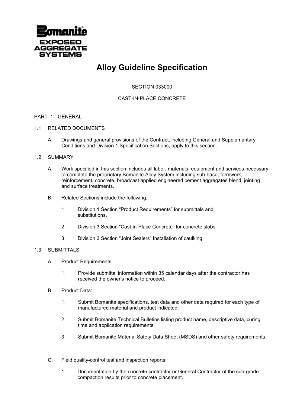 Alloy Guideline Specification