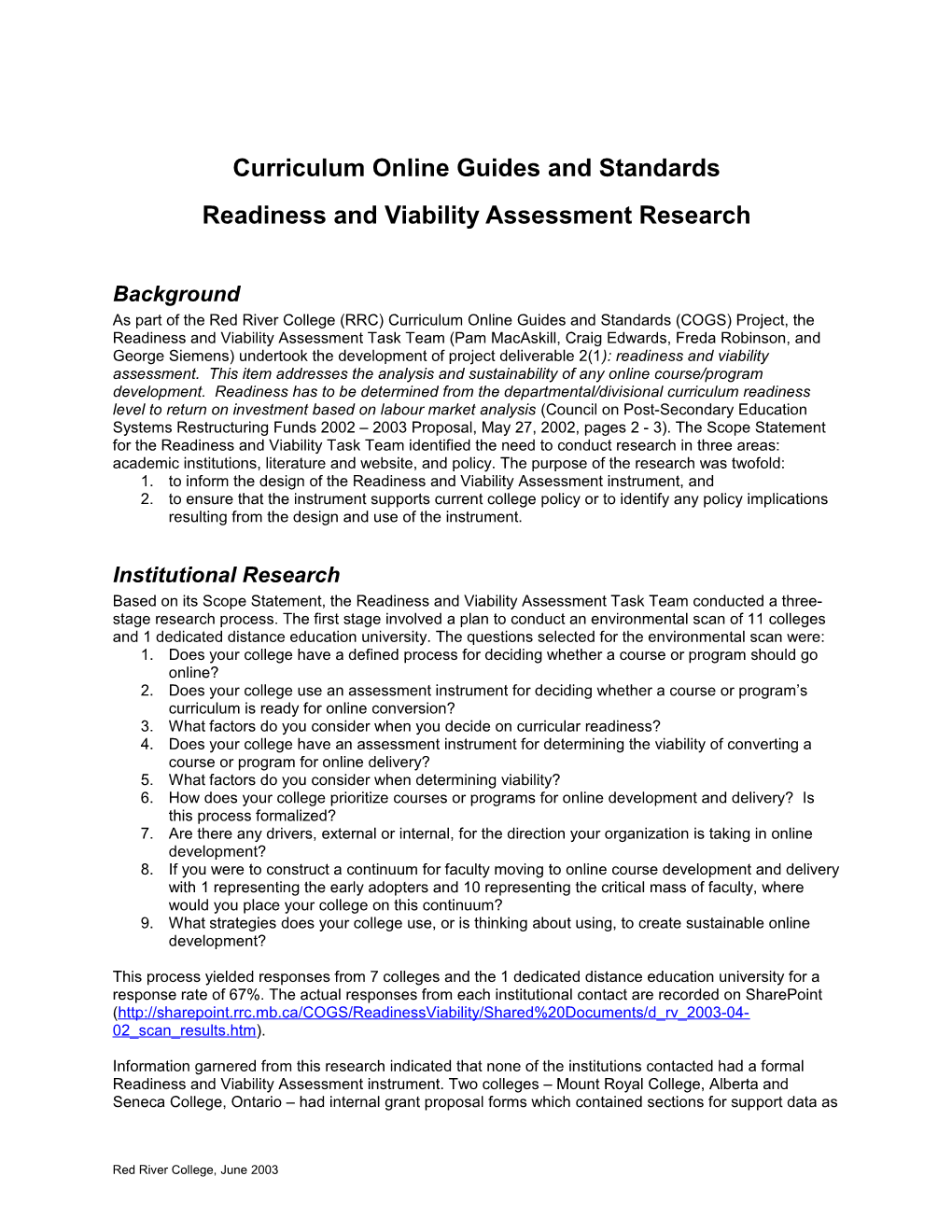 Curriculum Online Guides and Standards