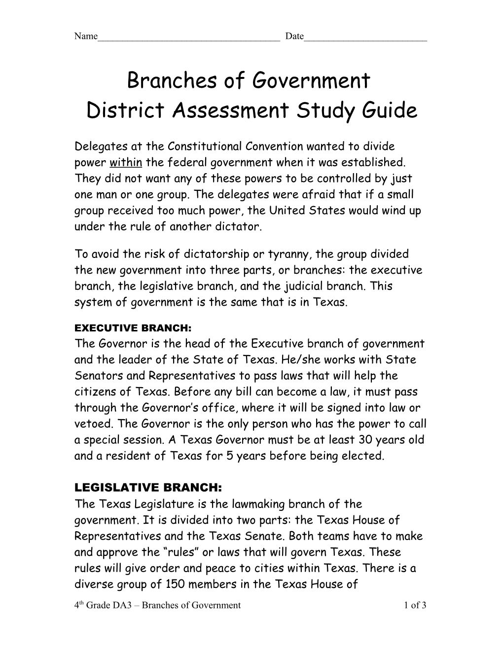 District Assessment Study Guide