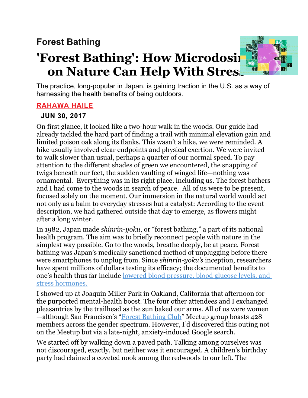 'Forest Bathing': How Microdosing on Nature Can Help with Stress