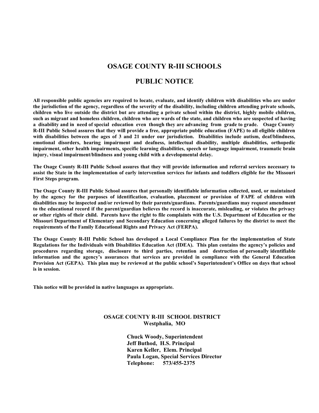 Osage County R-Iii Schools