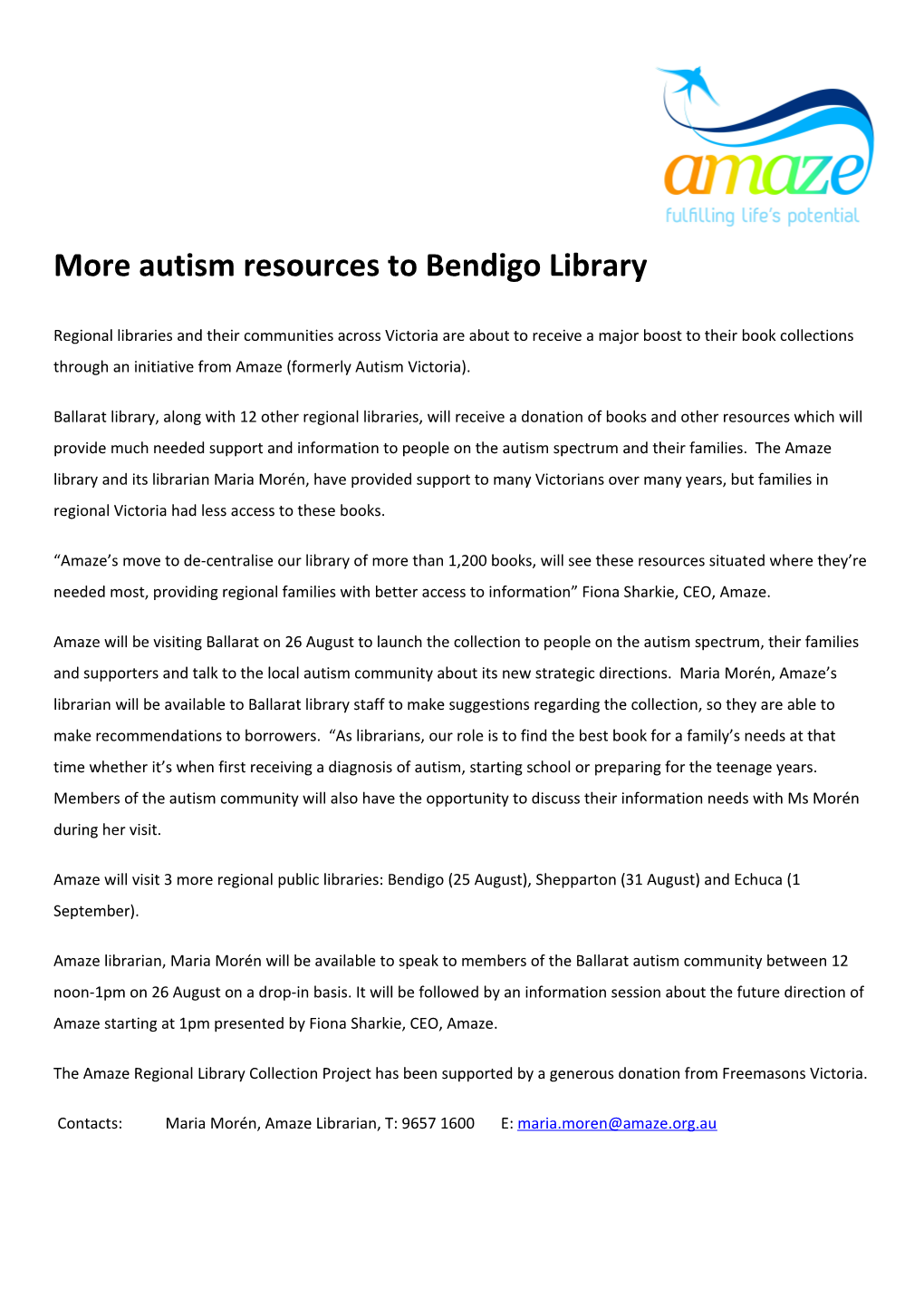 More Autism Resources to Bendigo Library