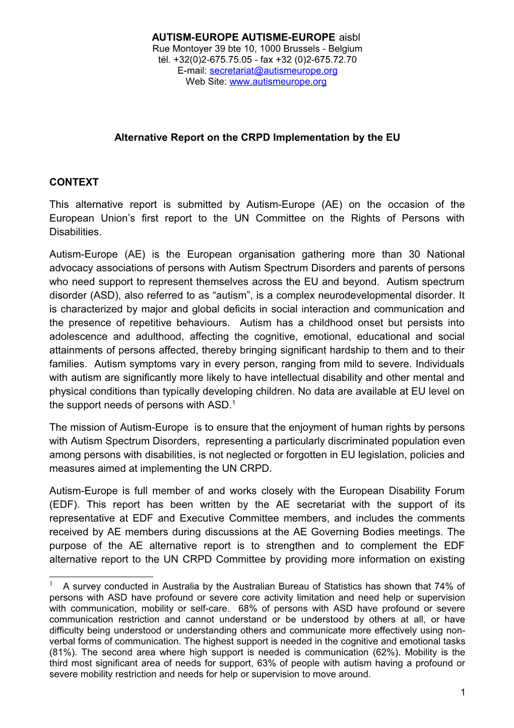 Alternative Report on the CRPD Implementation by the EU