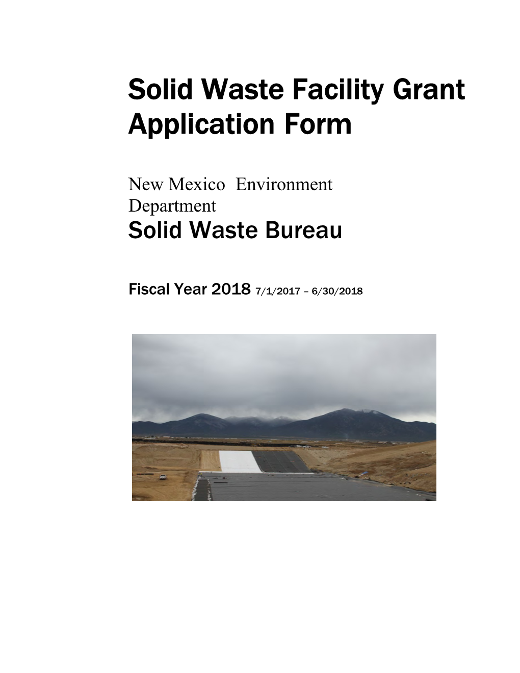 Solid Waste Facility Grant Application Form