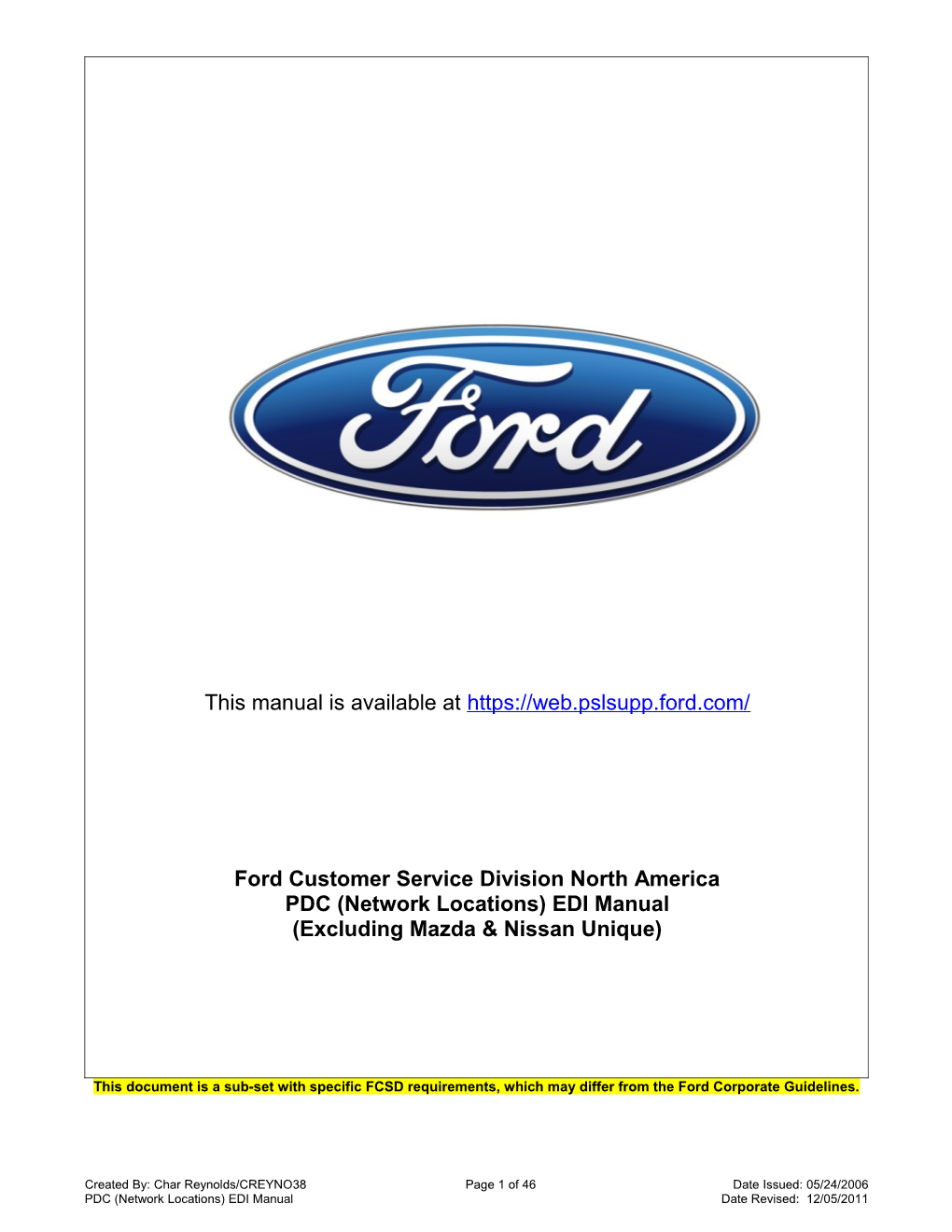 Ford Customer Service Division North America