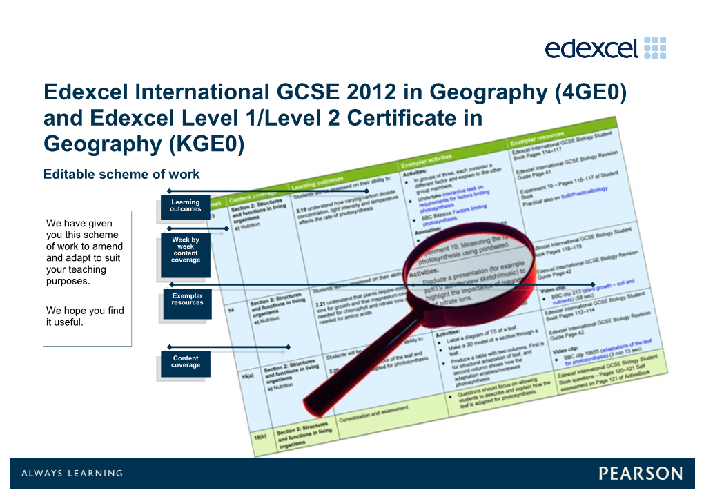 Edexcel International GCSE 2012 Geography - 4GEO and KGE0