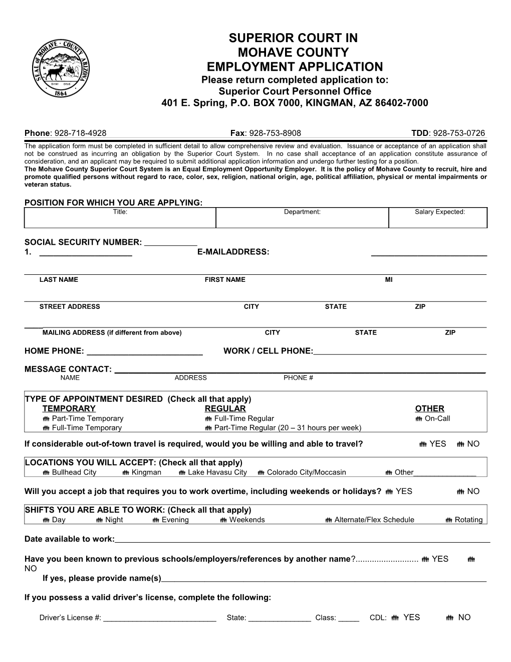 Revised Mohave County Application