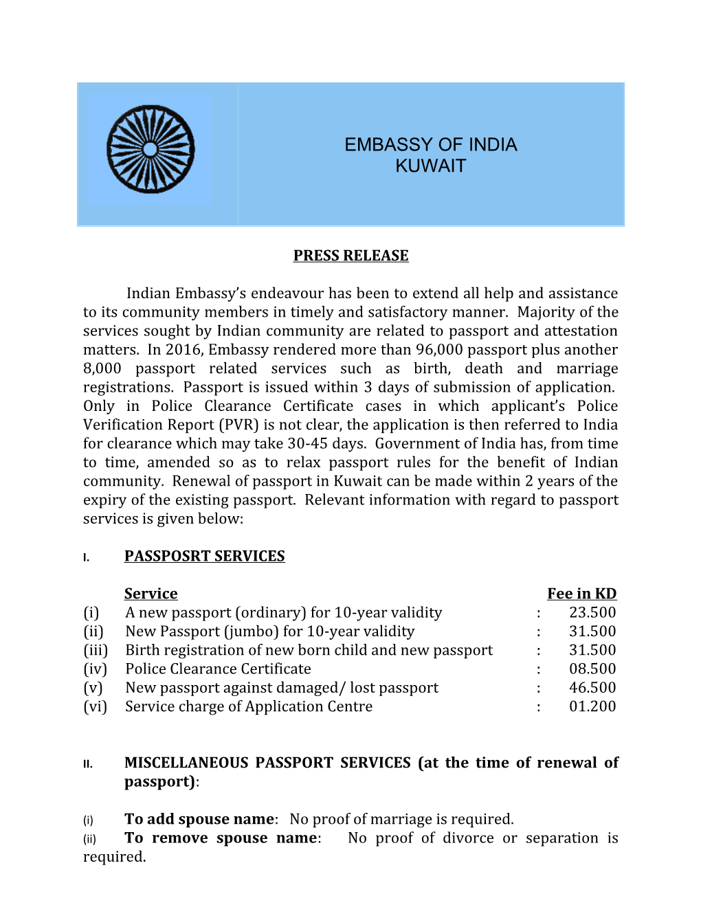 (I)A New Passport (Ordinary) for 10-Year Validity: 23.500