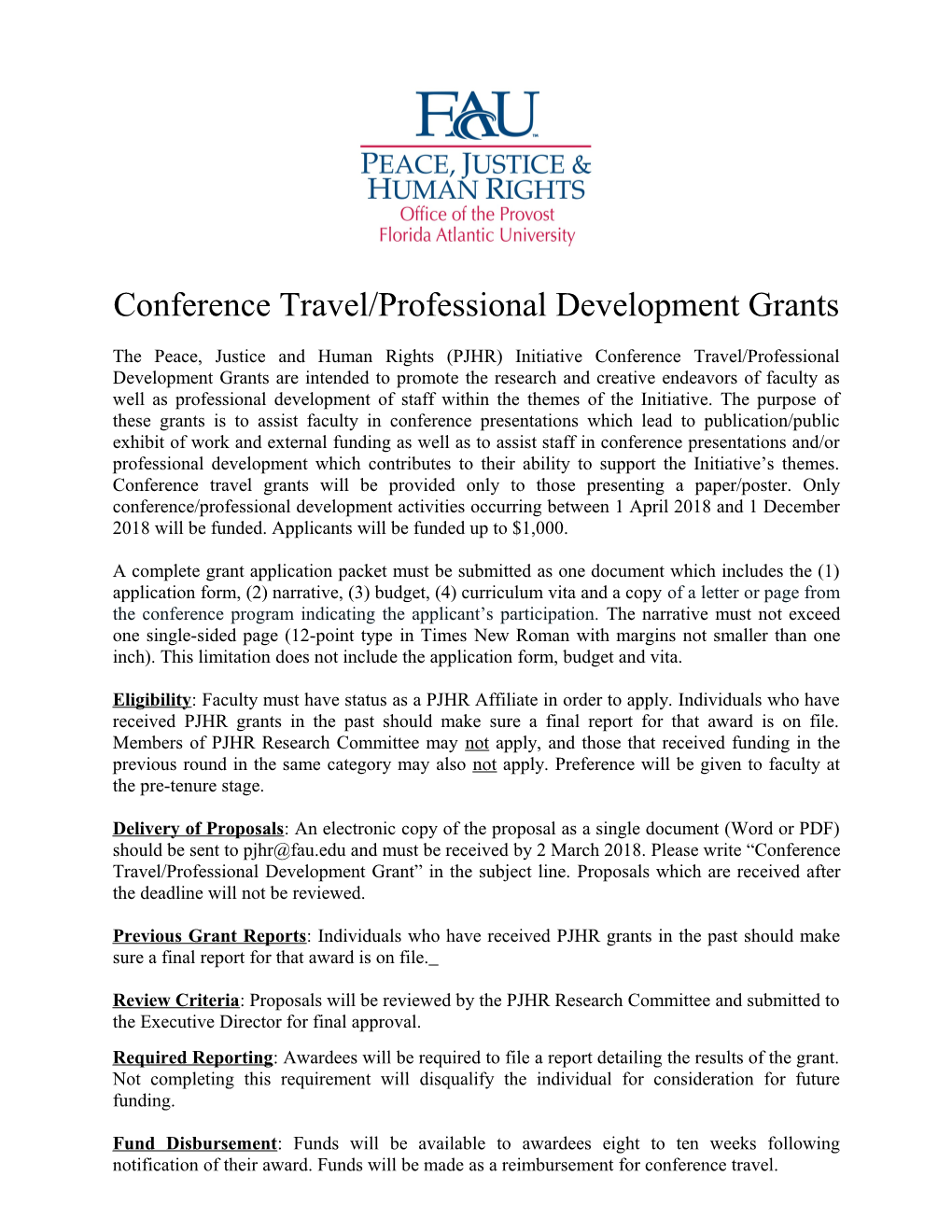 Conference Travel/Professional Development Grants