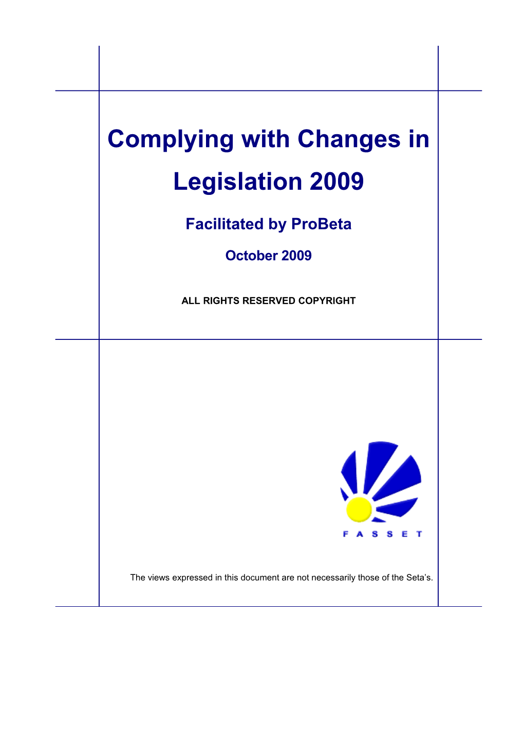 Complying with Changes in Legislation