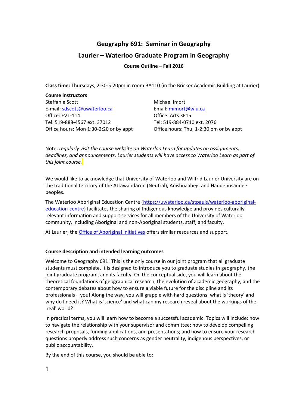 Laurier Waterloo Graduate Program in Geography