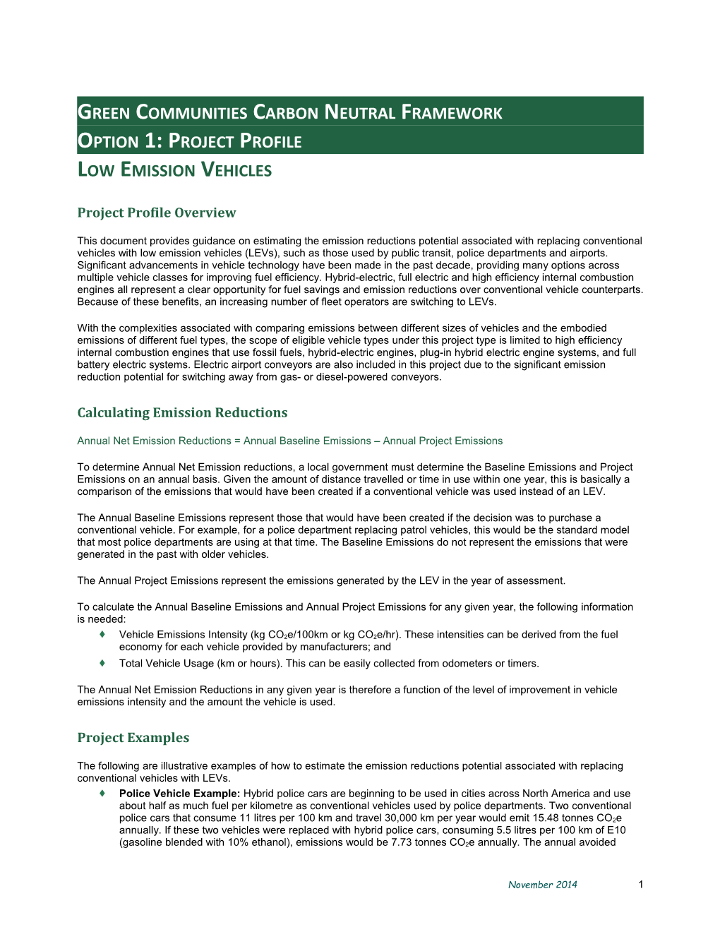 Green Communities Carbon Neutral Framework