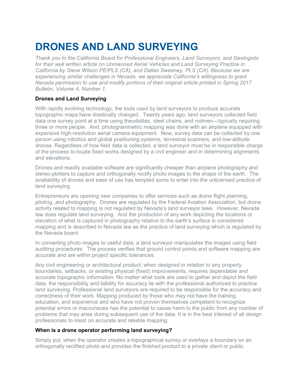 Drones and Land Surveying