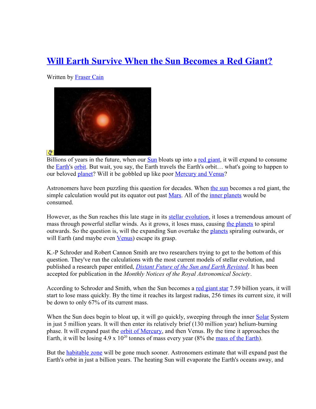 Will Earth Survive When the Sun Becomes a Red Giant
