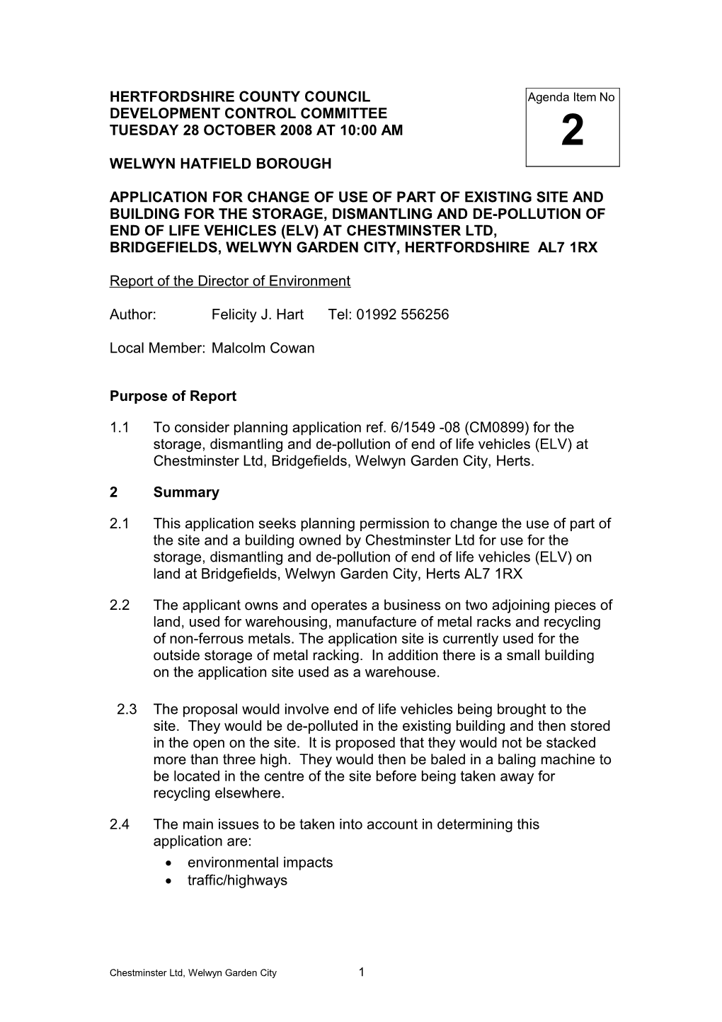 Chestminster Ltd Application