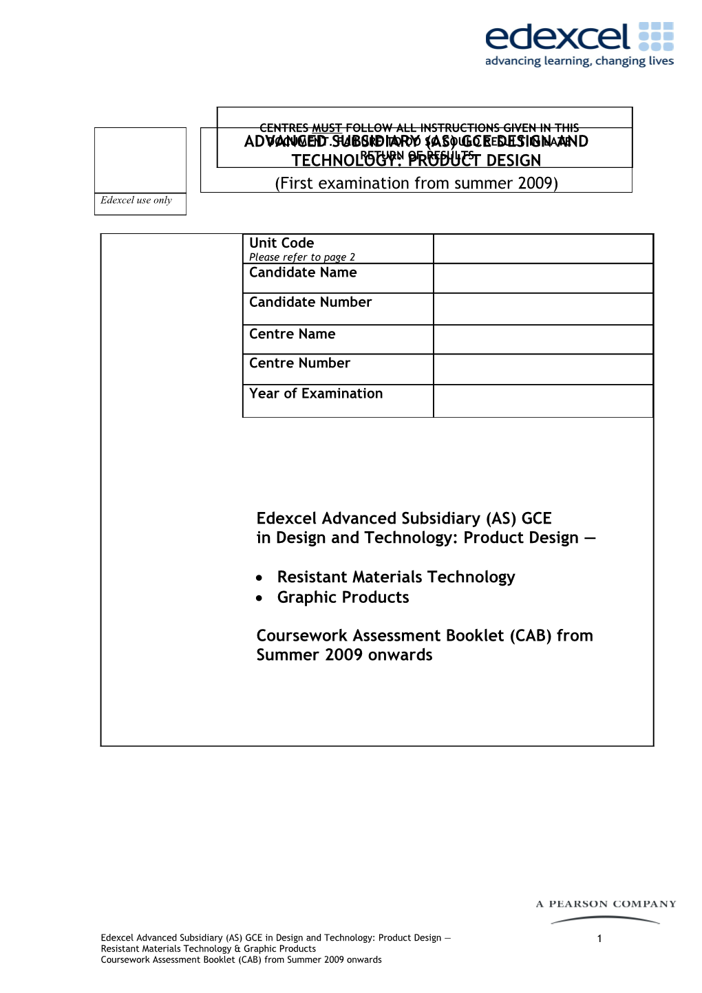 Coursework Assessment Booklet (CAB)