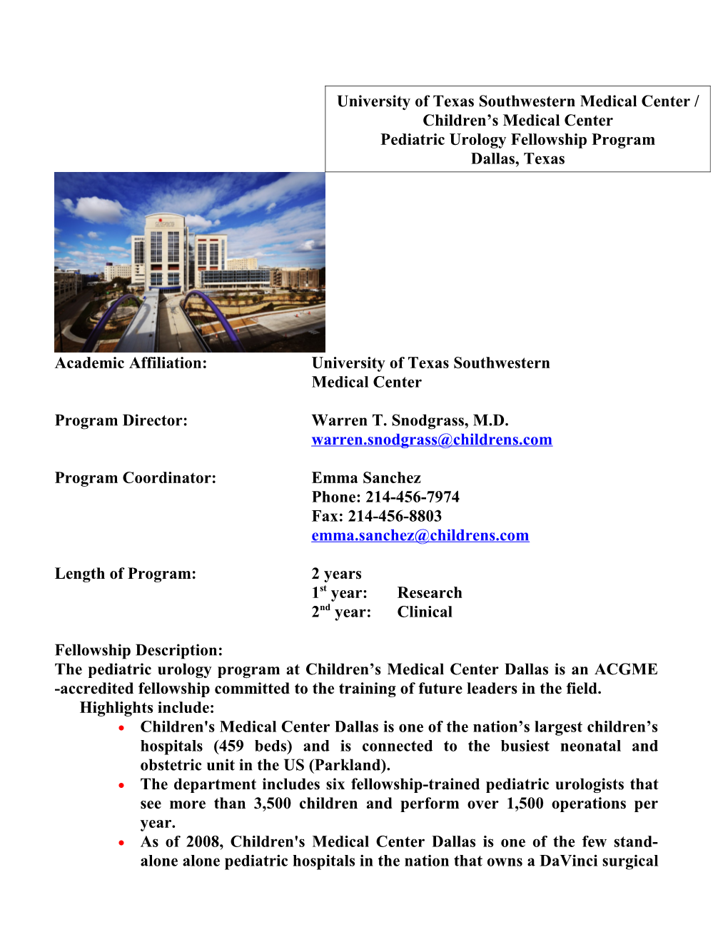 Pediatric Residency Program Template