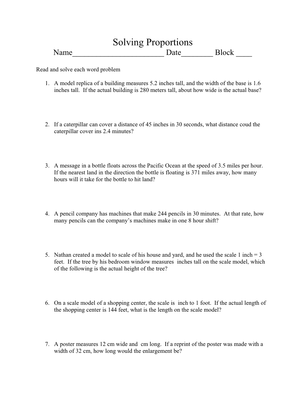 Read and Solve Each Word Problem