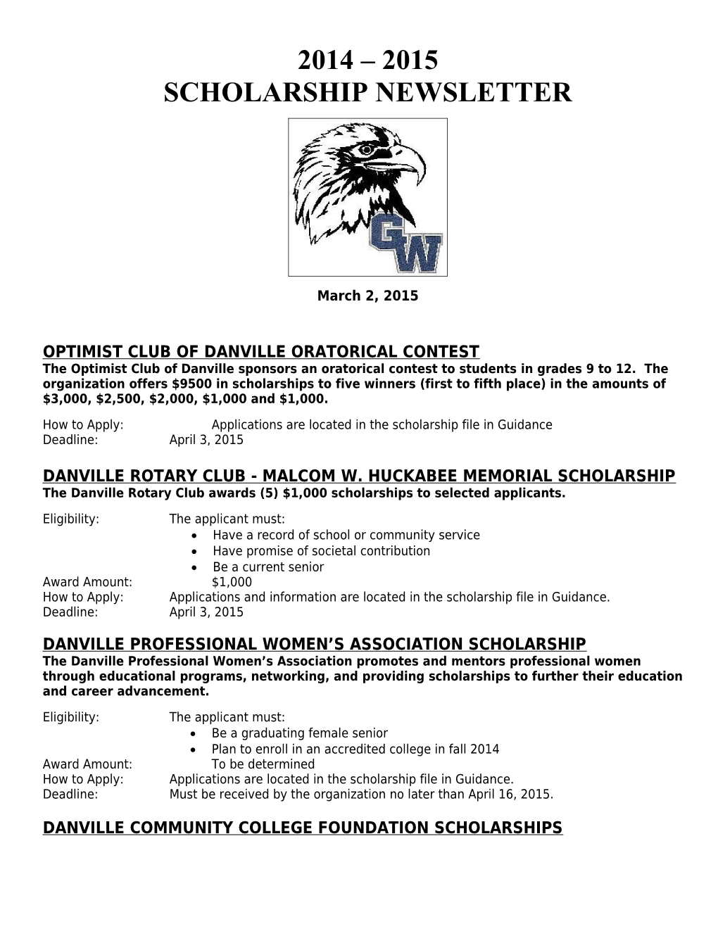 Optimist Club of Danville Oratorical Contest