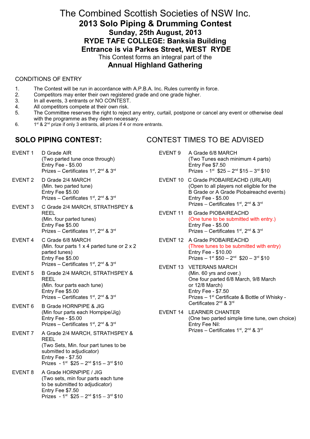 PROMOTERS: the COMBINED SCOTTISH SOCIETIES of NSW Inc