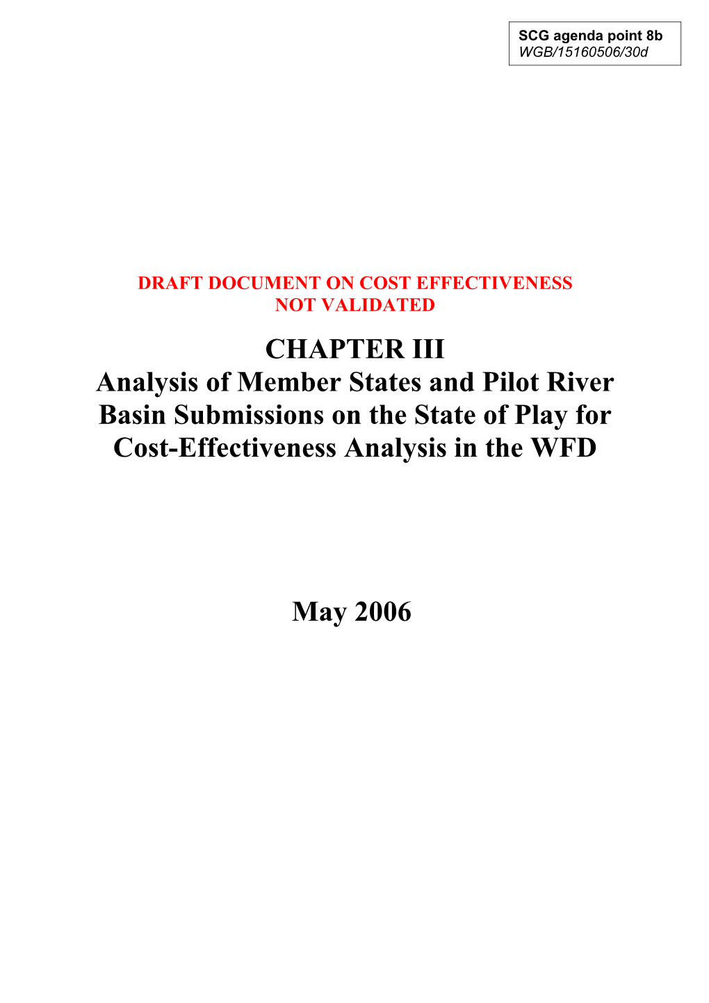 Draft Document on Cost Effectiveness