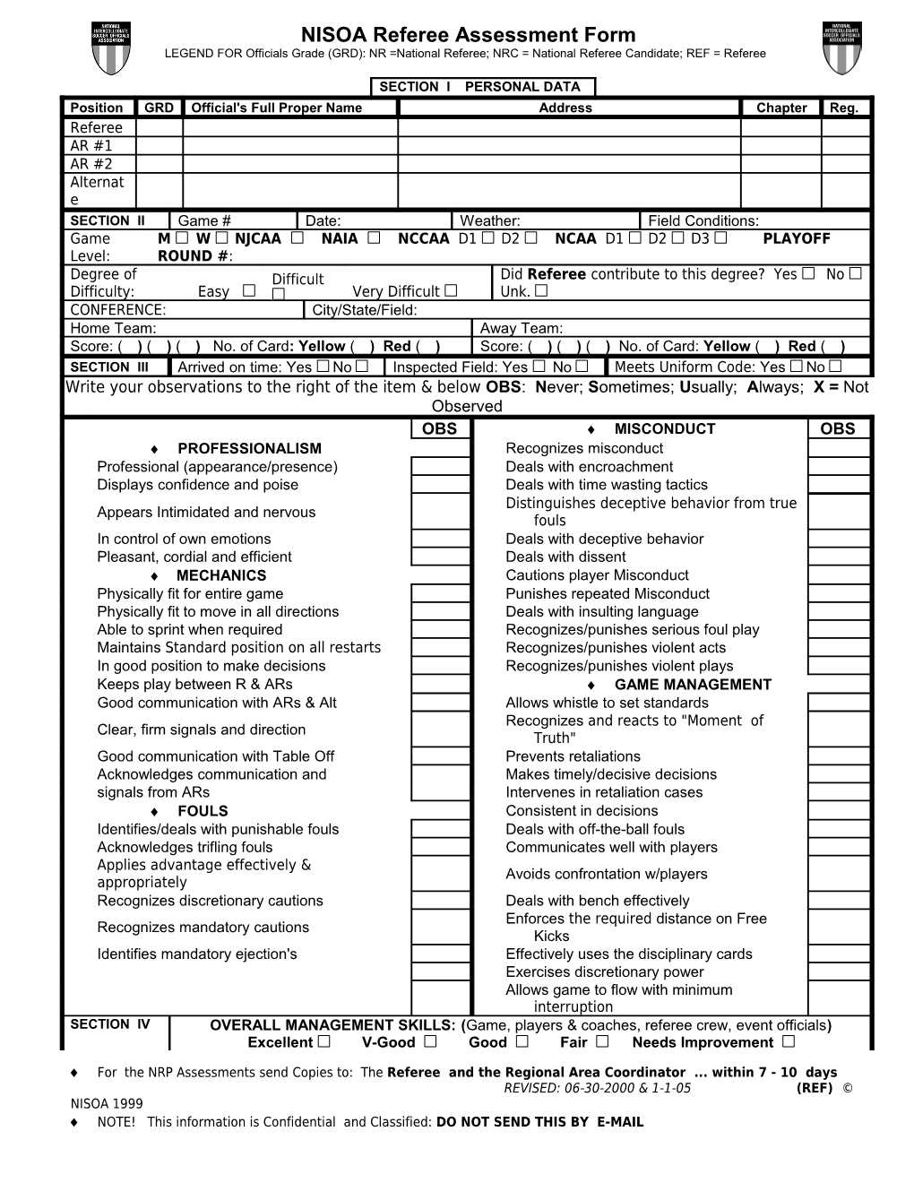 NISOA Referee Assessment Form