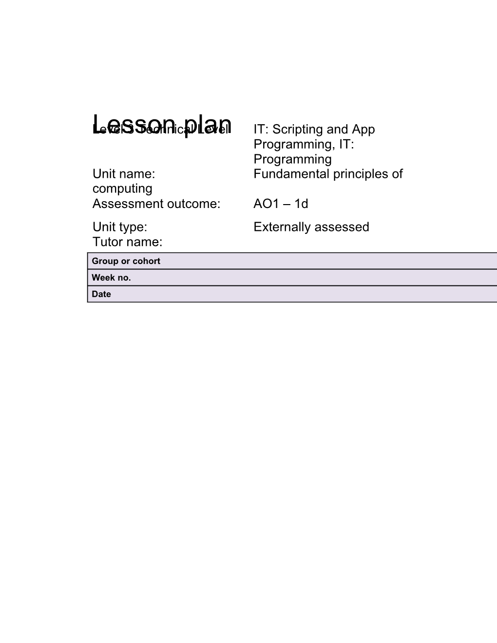 Level3technicallevelit:Scriptingandappprogramming,IT:Programming