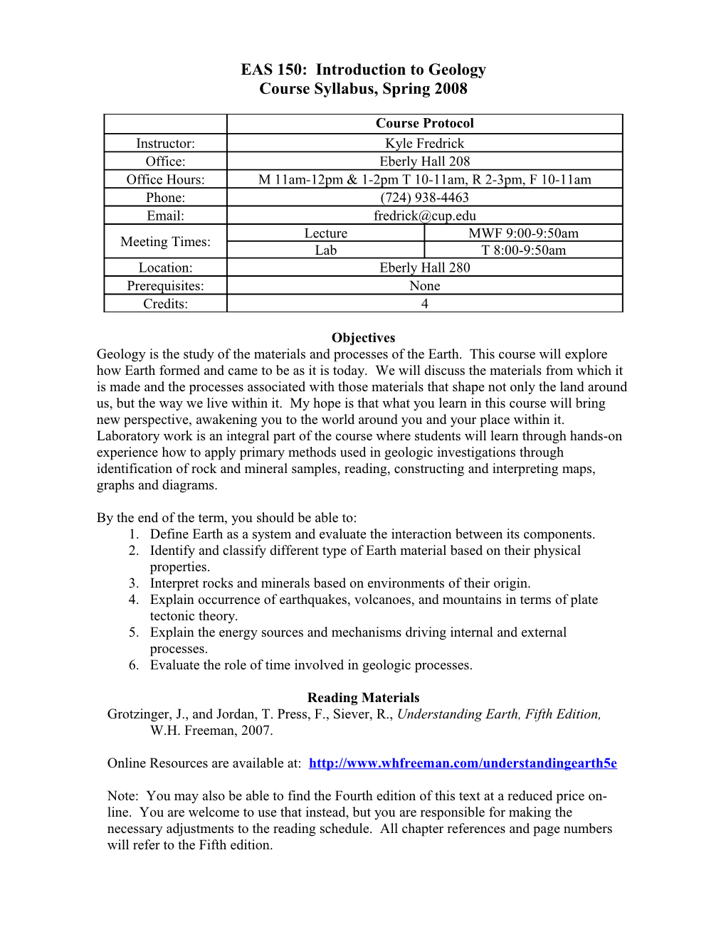 GLY 313: Surface Processes and Hydrology II