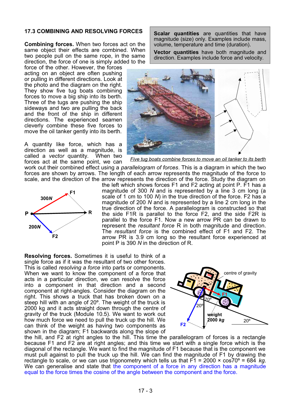 17.3 Combining and Resolving Forces