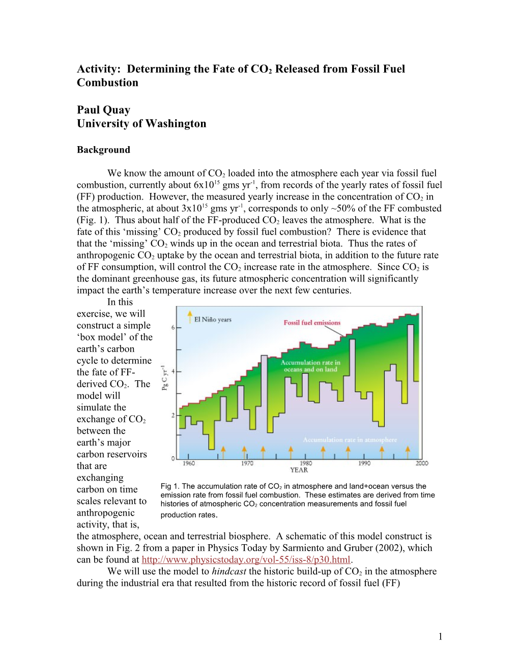 Activity: Determining the Fate of CO2 Released from Fossil Fuel Combustion