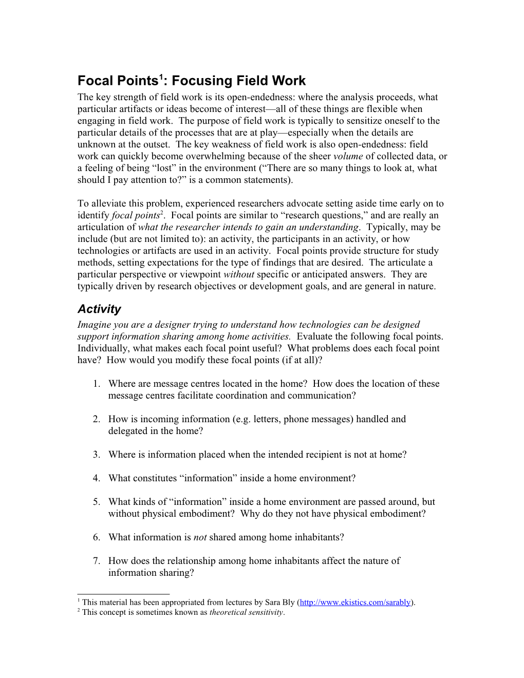 Focal Points: Focusing Field Work