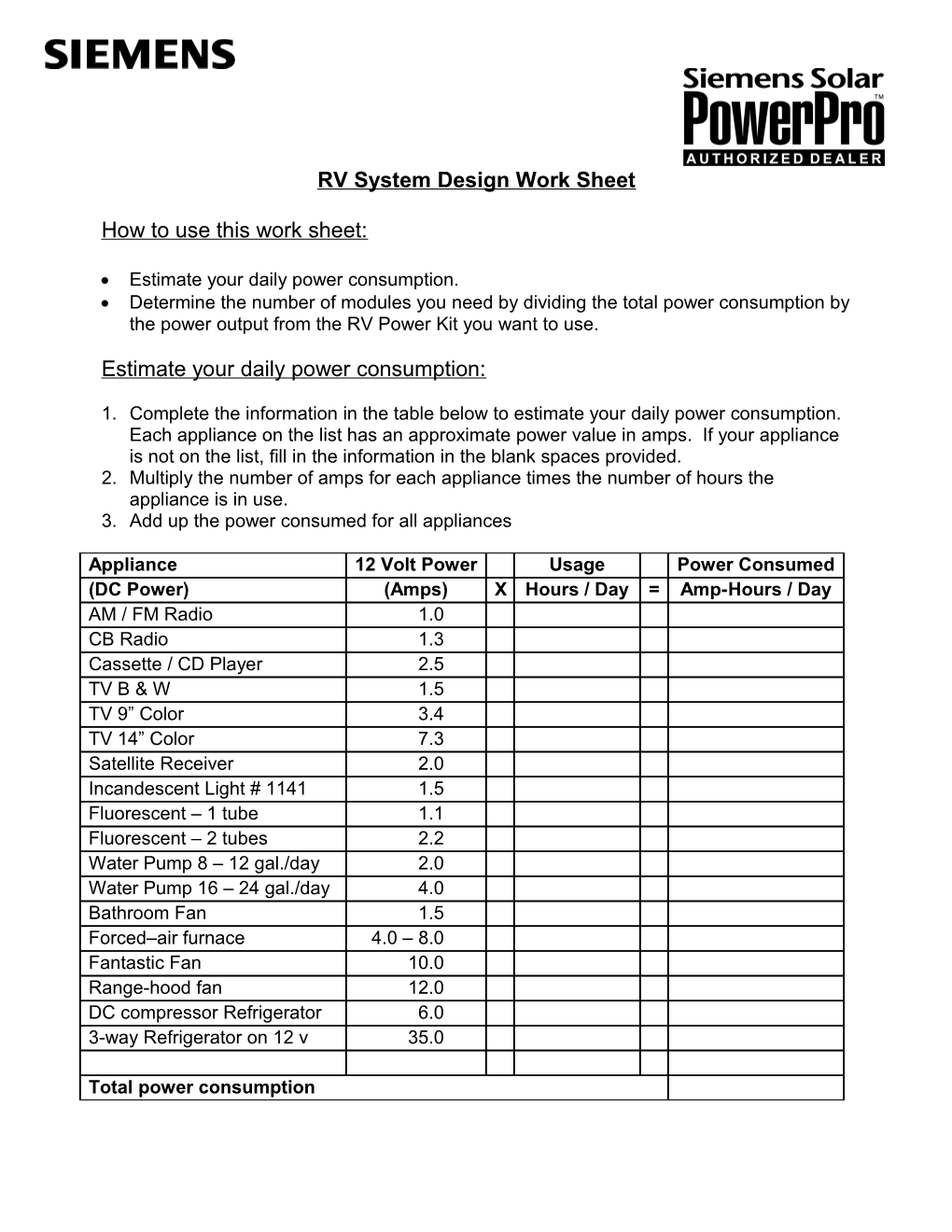 How to Use This Work Sheet