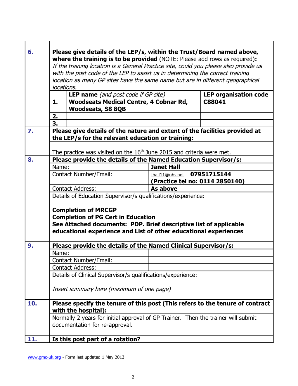 This Form Should Be Used to Apply for Approval of a New Training Programme