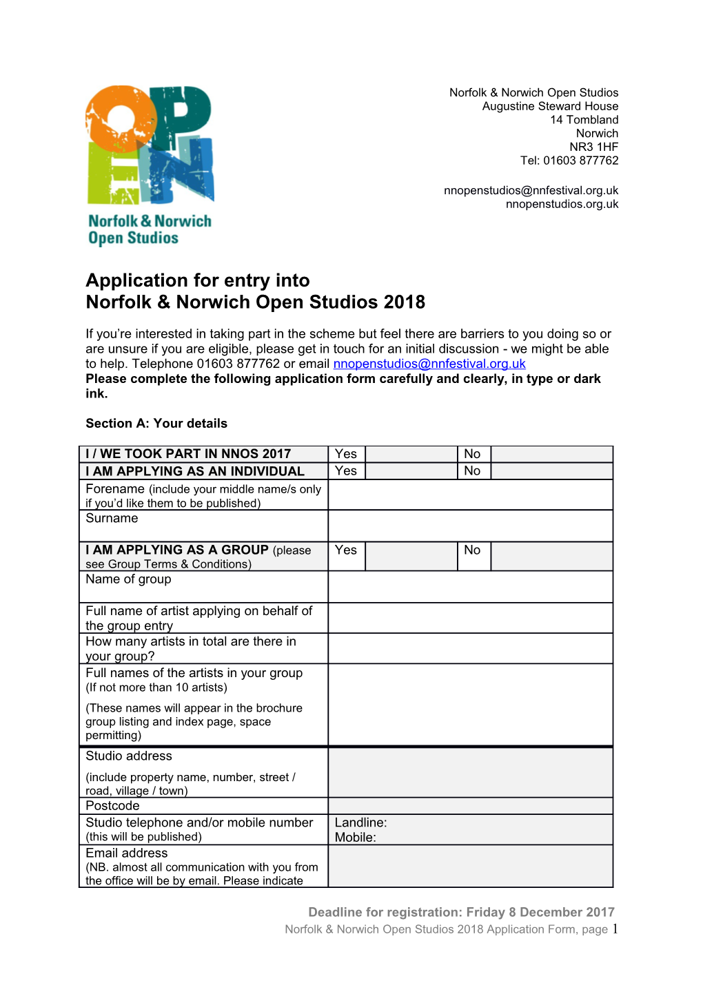 Application for Entry Into