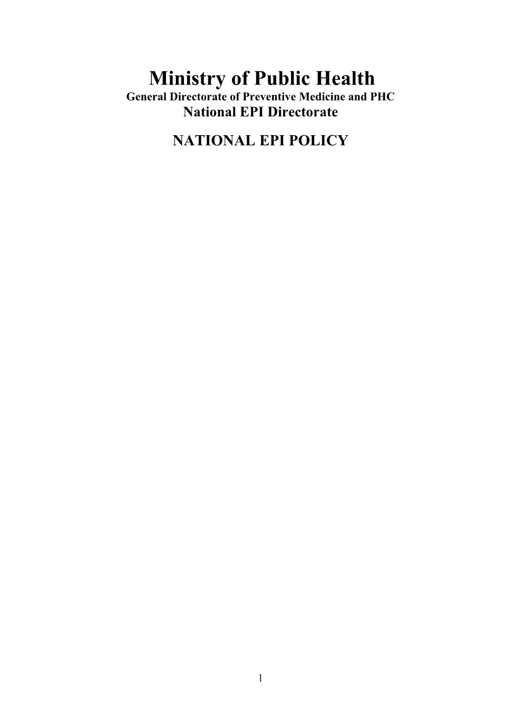 Minutes of the National EPI Policy Meetying