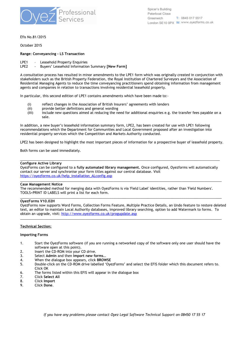 Range: Conveyancing - LS Transaction