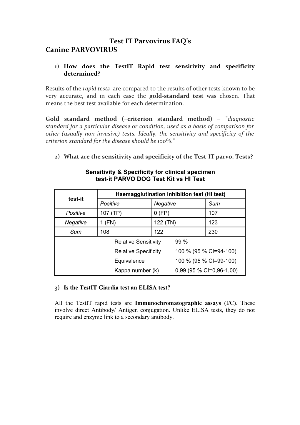 Test IT Parvovirus FAQ S