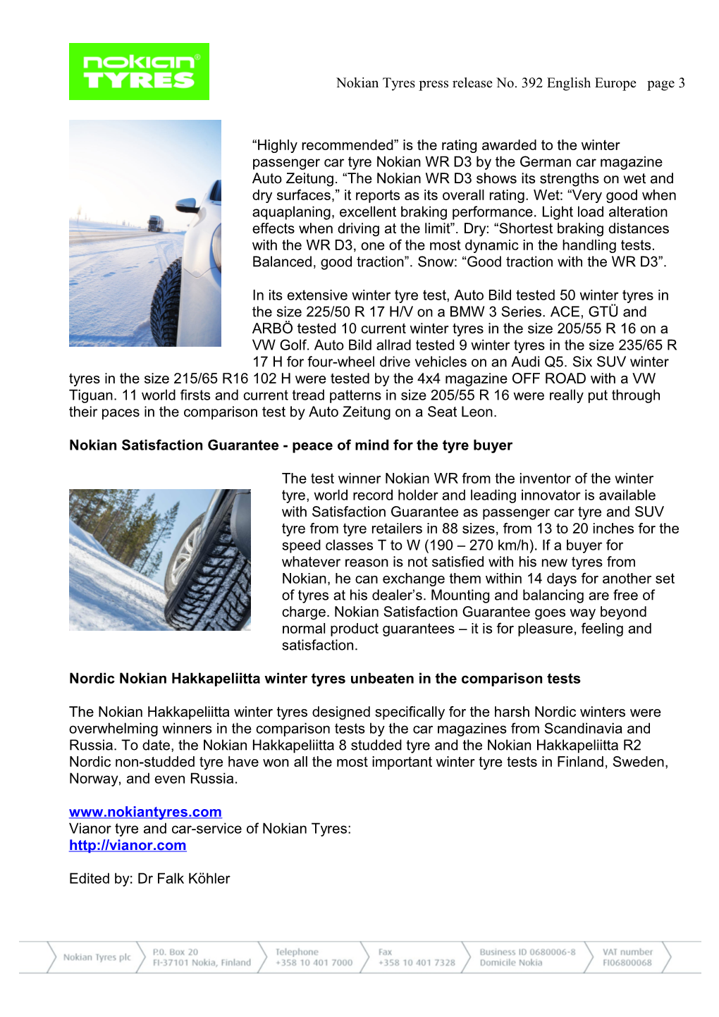Nokian Tyres Press Release No. 392 English Europe Page 1