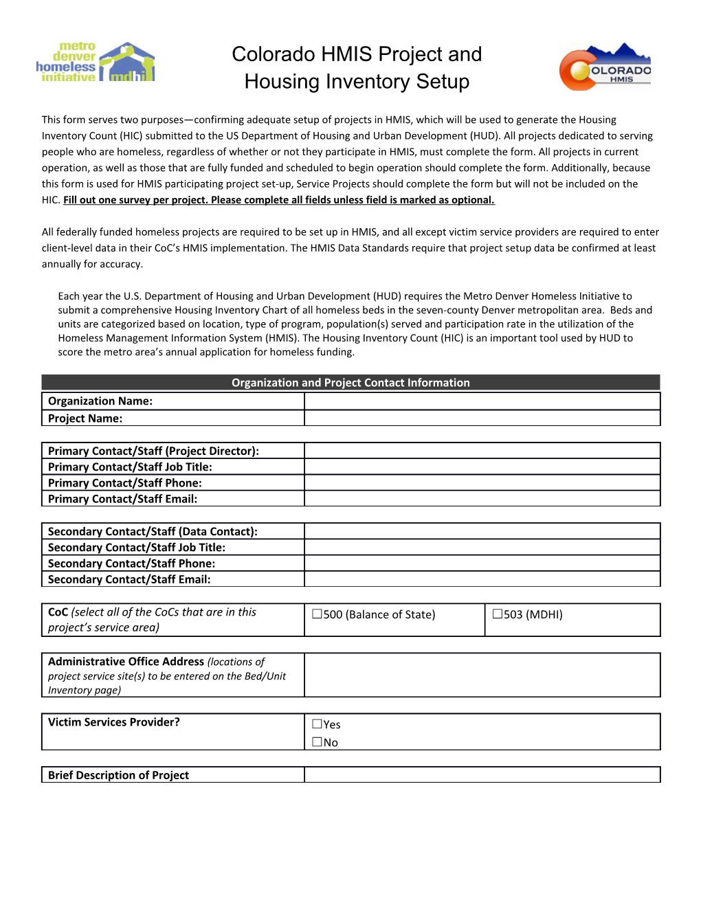 Organization and Project Contact Information