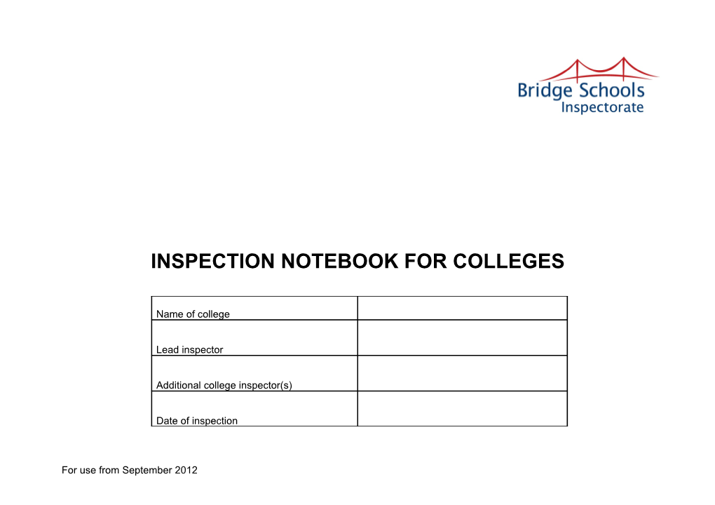 Inspection Notebook for Colleges