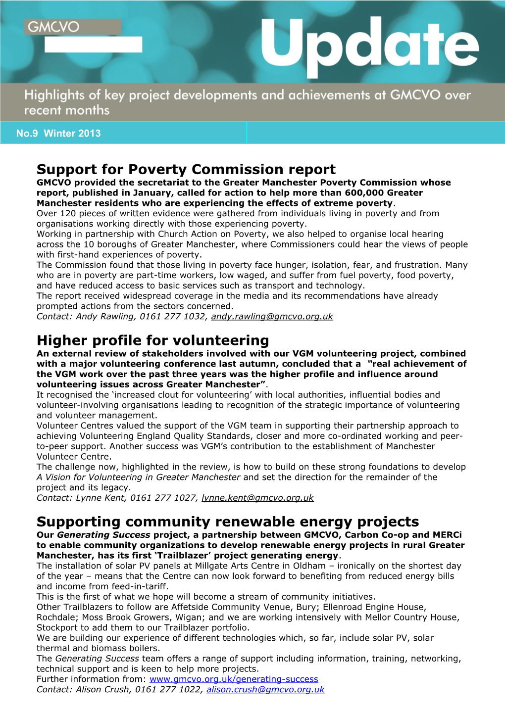 Support for Poverty Commission Report