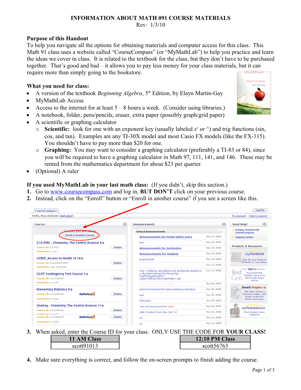 Math 81 Materials You Will Need