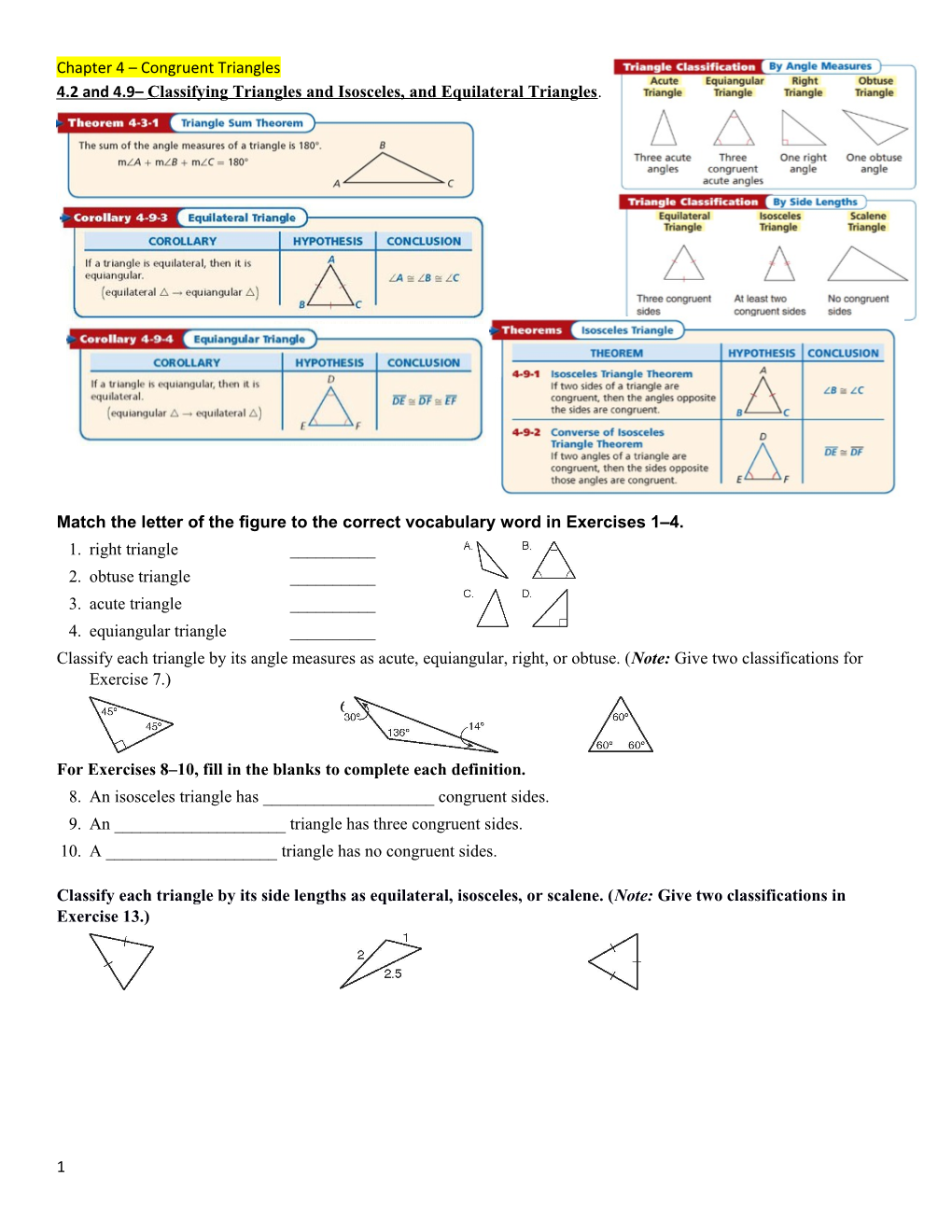 Match the Letter of the Figure to the Correct Vocabulary Word in Exercises 1 4