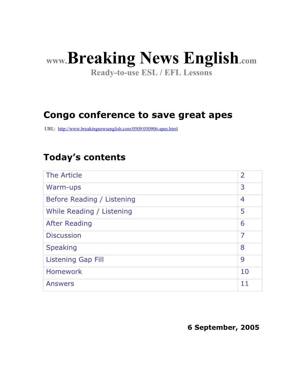 Congo Conference to Save Great Apes