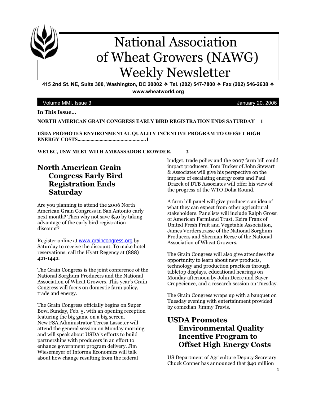 NAWG Weekly Newsletter Template