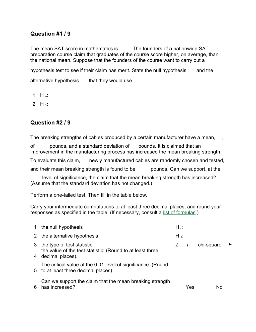 Perform a One-Tailed Test. Then Fill in the Table Below